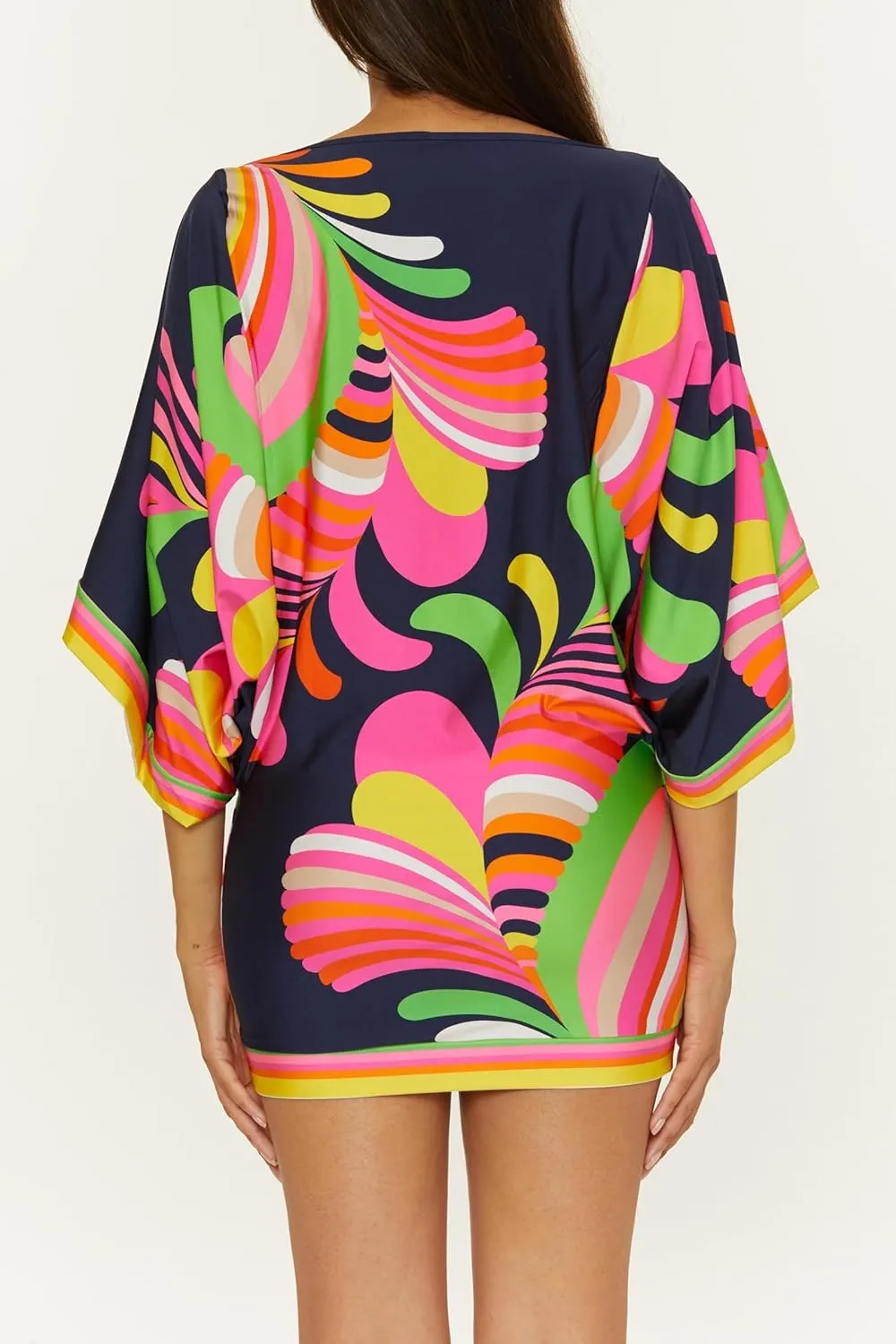 Trina Turk Women's Poolside Swim Tunic, Casual, Boat Neck, Floral Print, Beach Cover Ups
