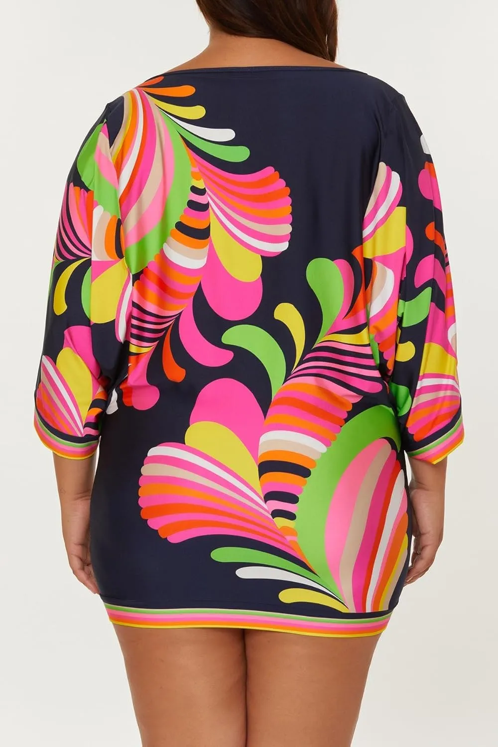Trina Turk Women's Poolside Swim Tunic, Casual, Boat Neck, Floral Print, Beach Cover Ups