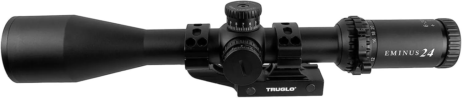 TruGlo Eminus Tactical Hunting Shooting Durable Waterproof Fogproof Shock Resistant 30mm One-Piece Aluminum Tube Illuminated TacPlex-MOA Reticle Riflescope Flip-Up Lens Cap Included
