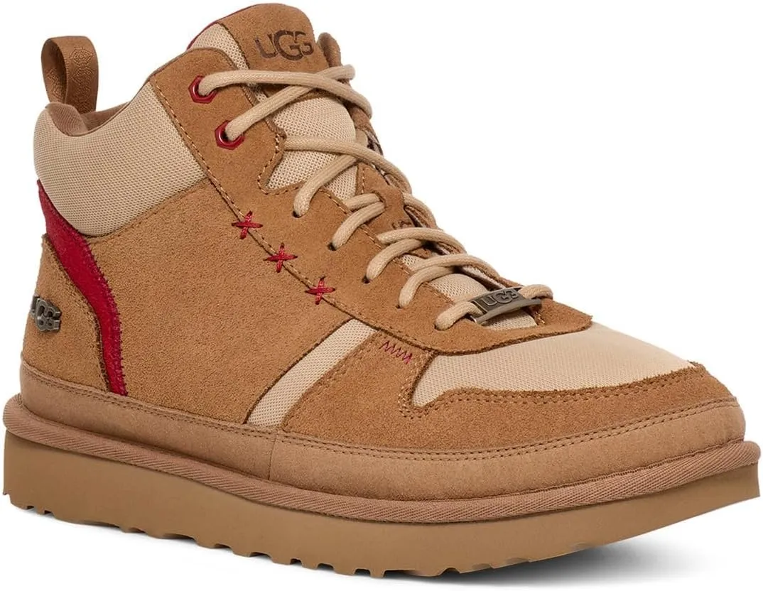 UGG Men's Highland Hi Heritage Sneaker, Chestnut / Sand / Dark Cherry, 7