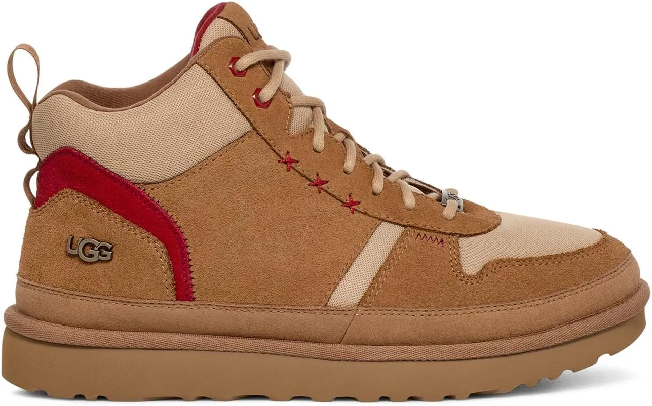 UGG Men's Highland Hi Heritage Sneaker, Chestnut / Sand / Dark Cherry, 7