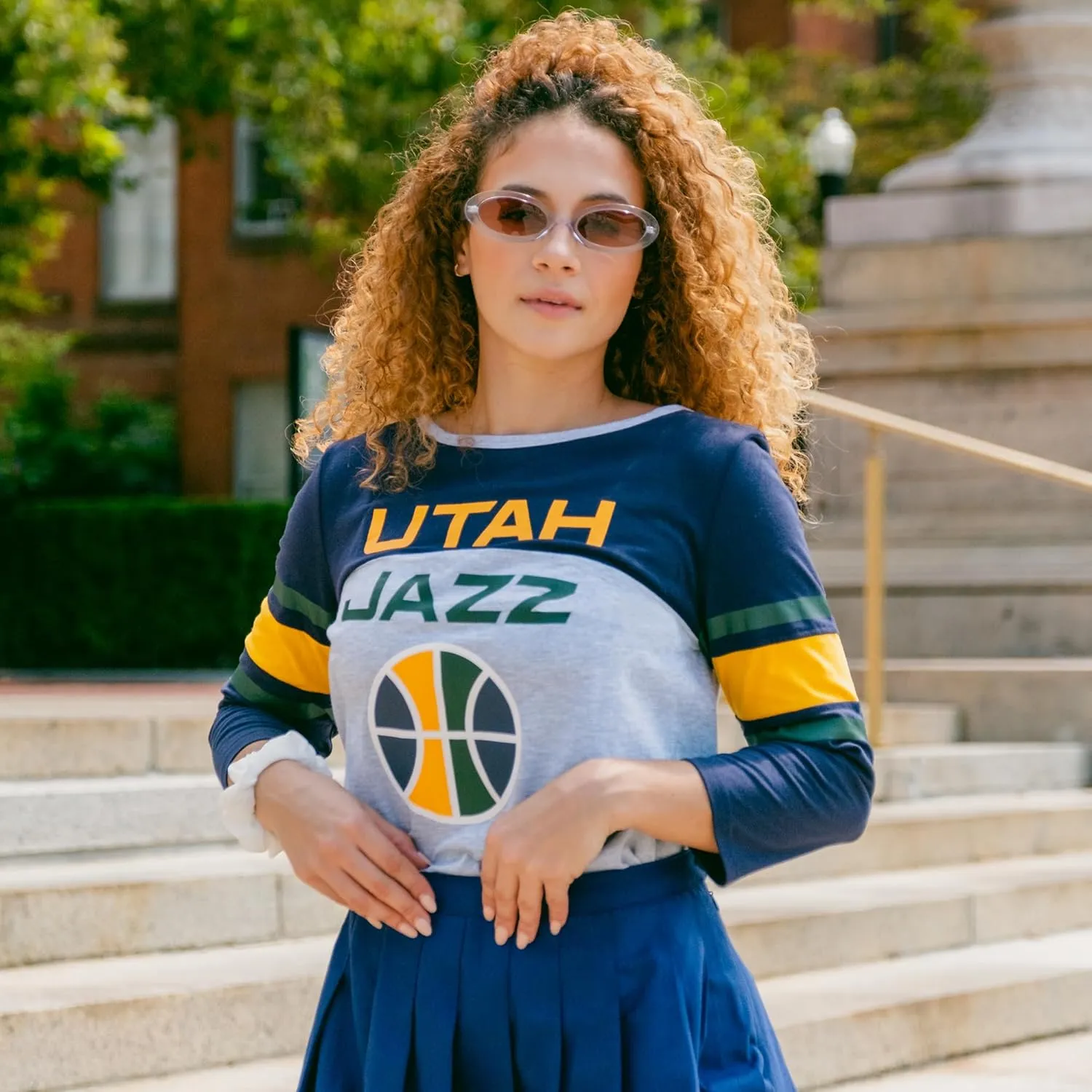 Ultra Game Women's NBA Official Raglan Baseball 3/4 Long Sleeve Shirt