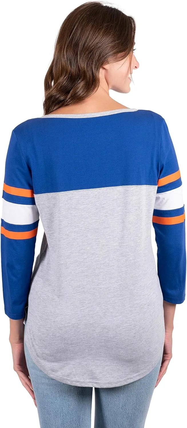 Ultra Game Women's NBA Official Raglan Baseball 3/4 Long Sleeve Shirt