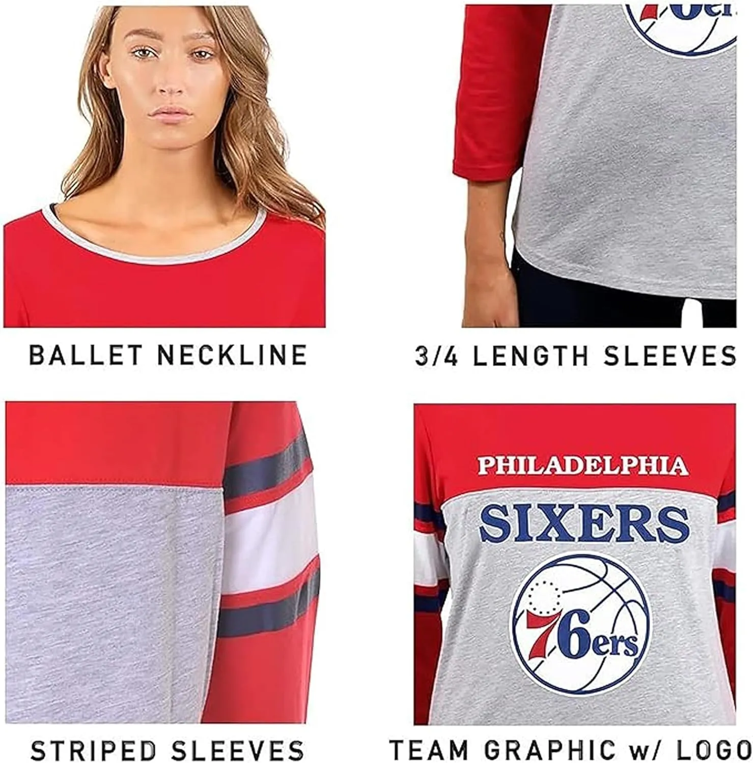 Ultra Game Women's T Raglan Baseball 3/4 Long Sleeve Tee Shirt