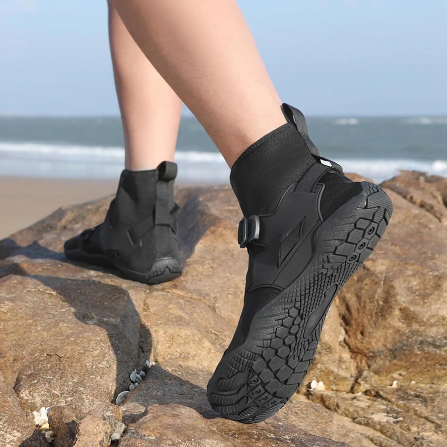 UMANPOO Men Water Shoes Women Barefoot Slip on Sneaker Swim Aqua Beach Running Walking Hiking Cycling Non Slip High Top