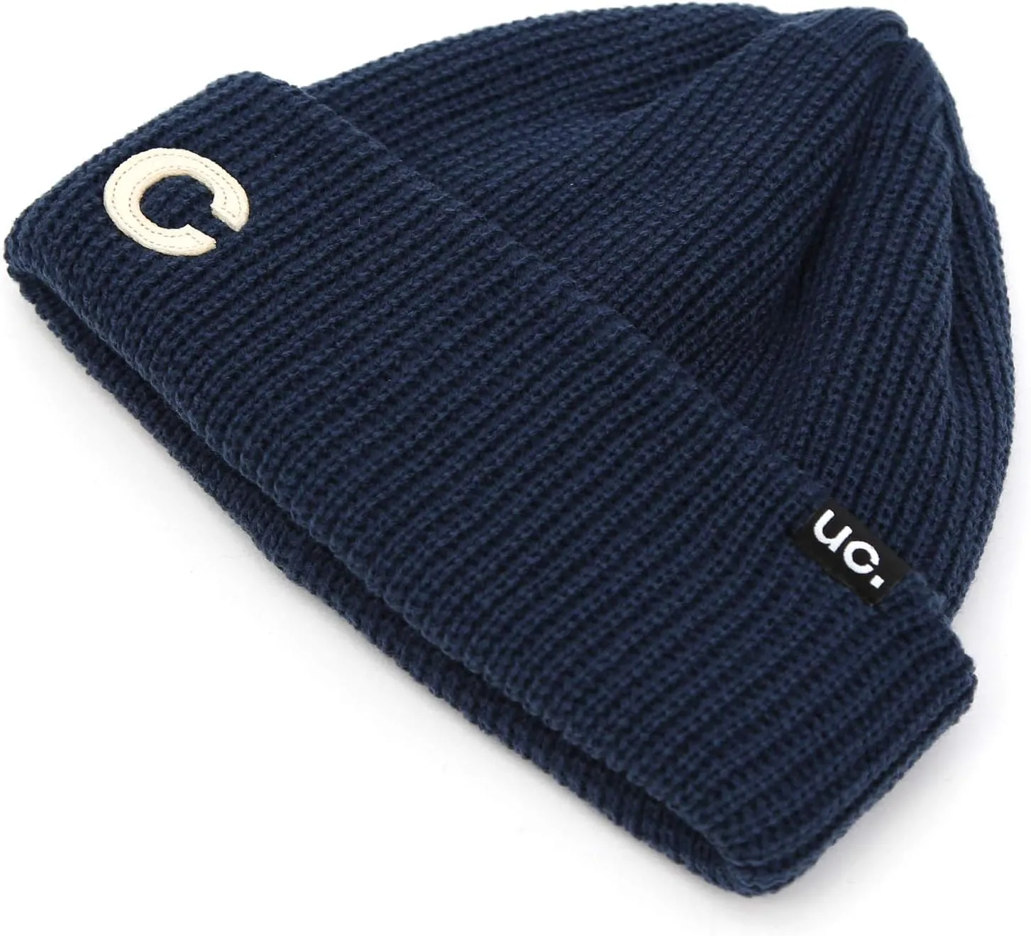 UNDERCONTROL Logo Label Patch Unisex Fall Winter Short Thick Cuffed Rollup Warm Beanie Korea Trawler Fisherman Knit Skull Hat