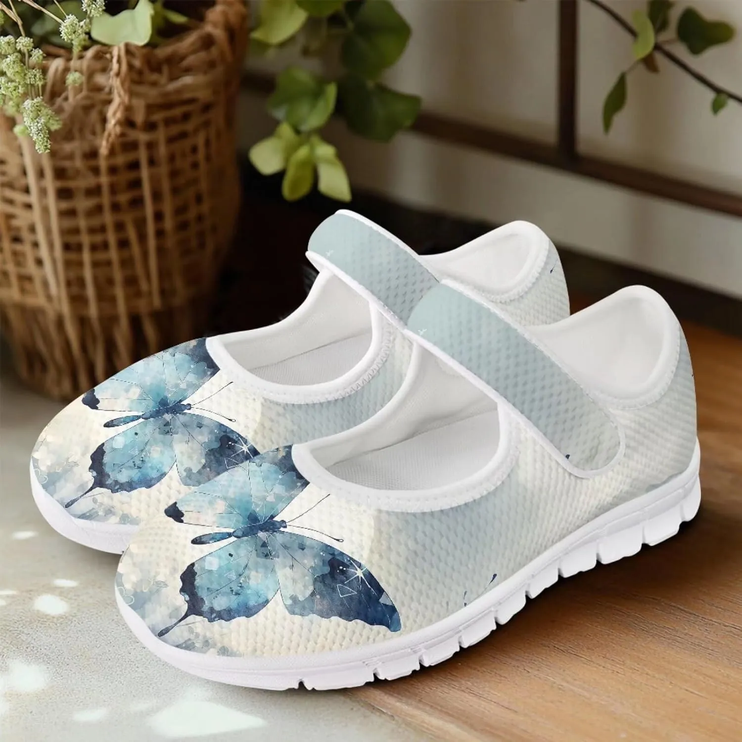 UNICEU Women Mary Jane Shoes Butterfly Shoes Casual Footwear Low Top Flats Shoes Ballet Flat Mesh Athletic Shoes for Ladies