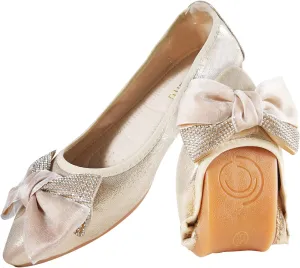 Unifizz Women's Ballet Flats Soft Pointed Toe Rhinestone Wedding Ballerina Shoes Foldable Sparkly Comfort Slip on Flat Shoes for Women