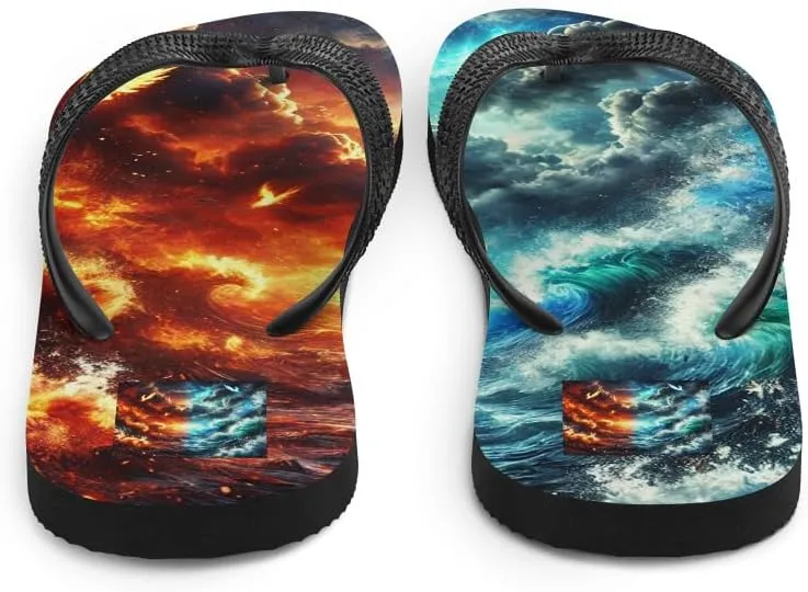 Unisex Comfort Gold & Blue Starry Nebula Meditative Yoga Flip Flops