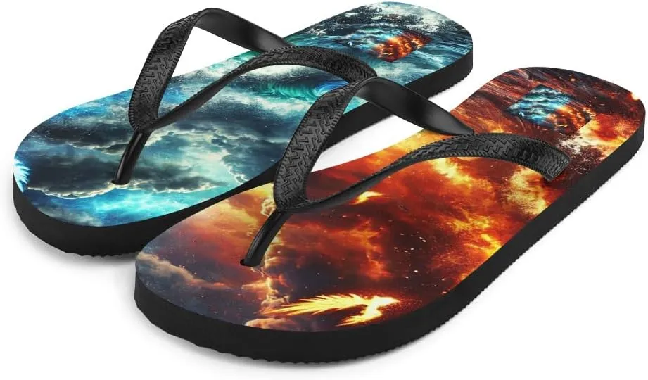 Unisex Comfort Gold & Blue Starry Nebula Meditative Yoga Flip Flops