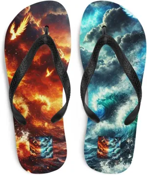 Unisex Comfort Gold & Blue Starry Nebula Meditative Yoga Flip Flops