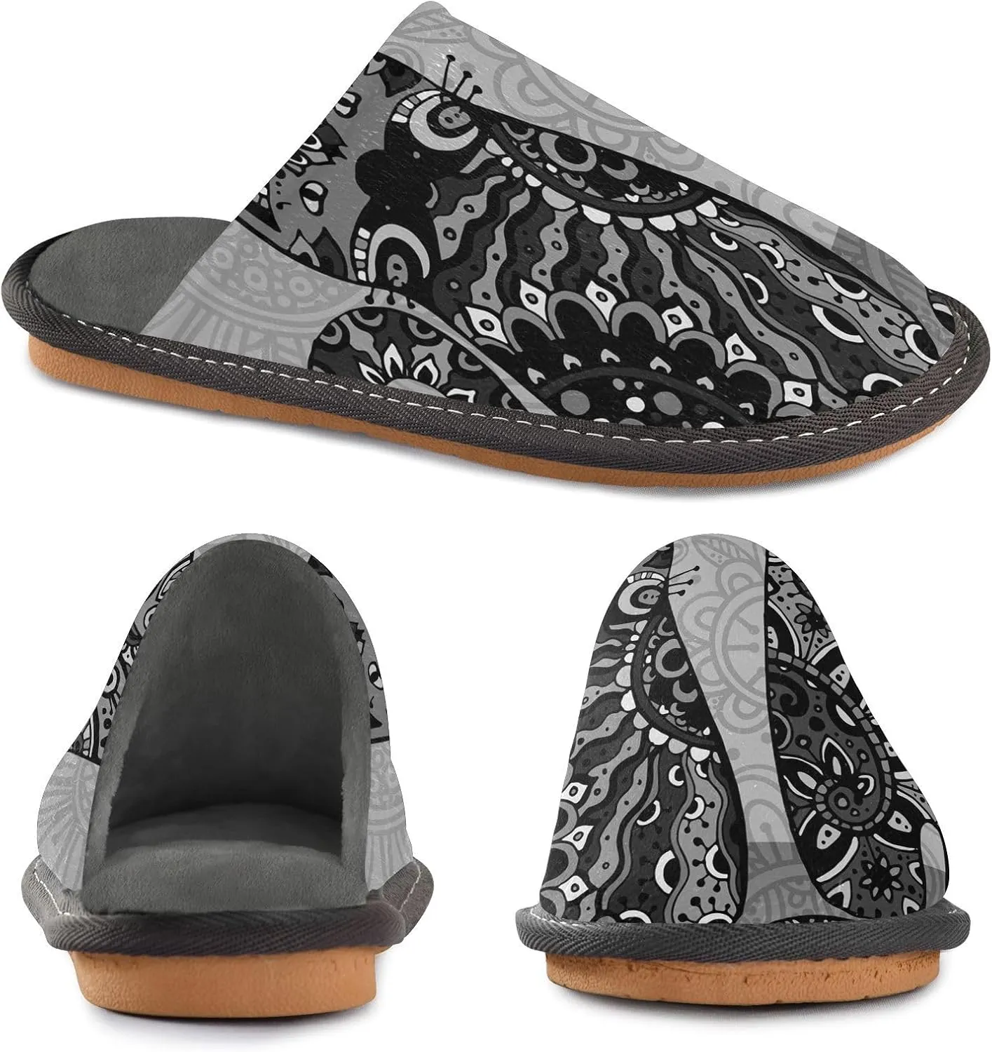 Unisex Fuzzy Foam Slippers Non-Skid Slip-on Soft Warm Sole Fleece Shoes 4-11