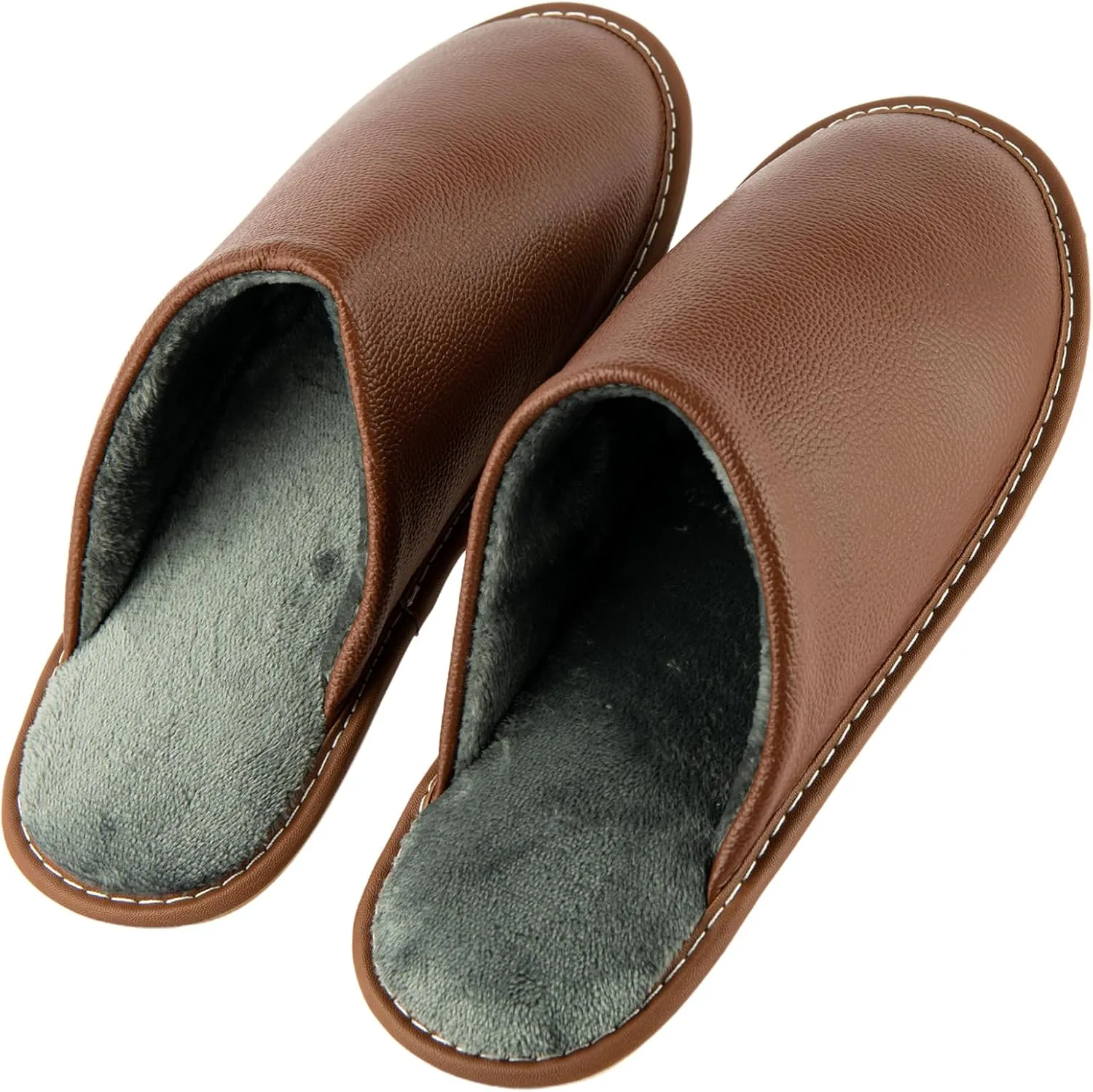 Unisex Genuine Leather House Slippers for Men and Women, Indoor Slip-On Slippers, Non-Slip Sole, Soft Lining, Comfortable and Durable Home Shoes