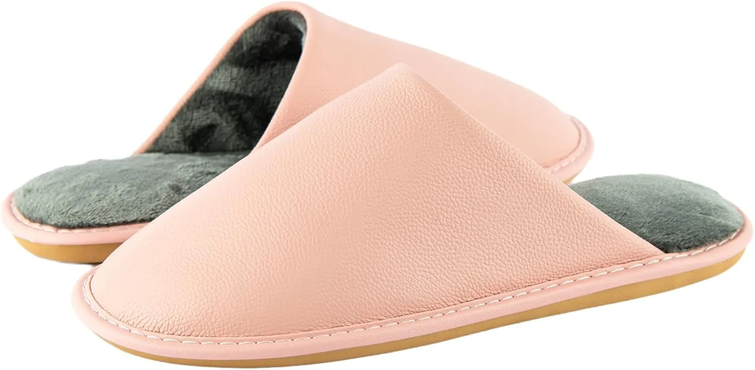 Unisex Genuine Leather House Slippers for Men and Women, Indoor Slip-On Slippers, Non-Slip Sole, Soft Lining, Comfortable and Durable Home Shoes