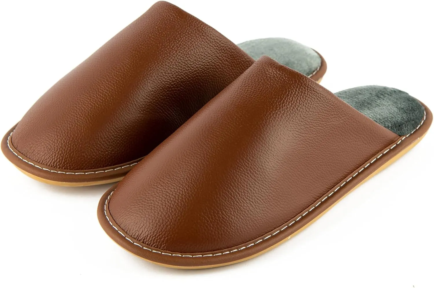 Unisex Genuine Leather House Slippers for Men and Women, Indoor Slip-On Slippers, Non-Slip Sole, Soft Lining, Comfortable and Durable Home Shoes
