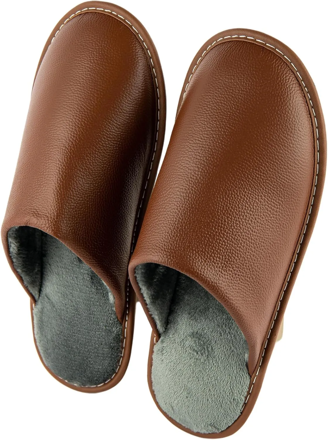Unisex Genuine Leather House Slippers for Men and Women, Indoor Slip-On Slippers, Non-Slip Sole, Soft Lining, Comfortable and Durable Home Shoes