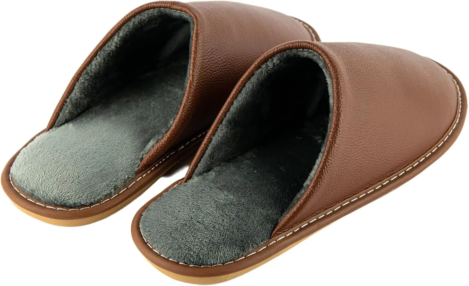 Unisex Genuine Leather House Slippers for Men and Women, Indoor Slip-On Slippers, Non-Slip Sole, Soft Lining, Comfortable and Durable Home Shoes