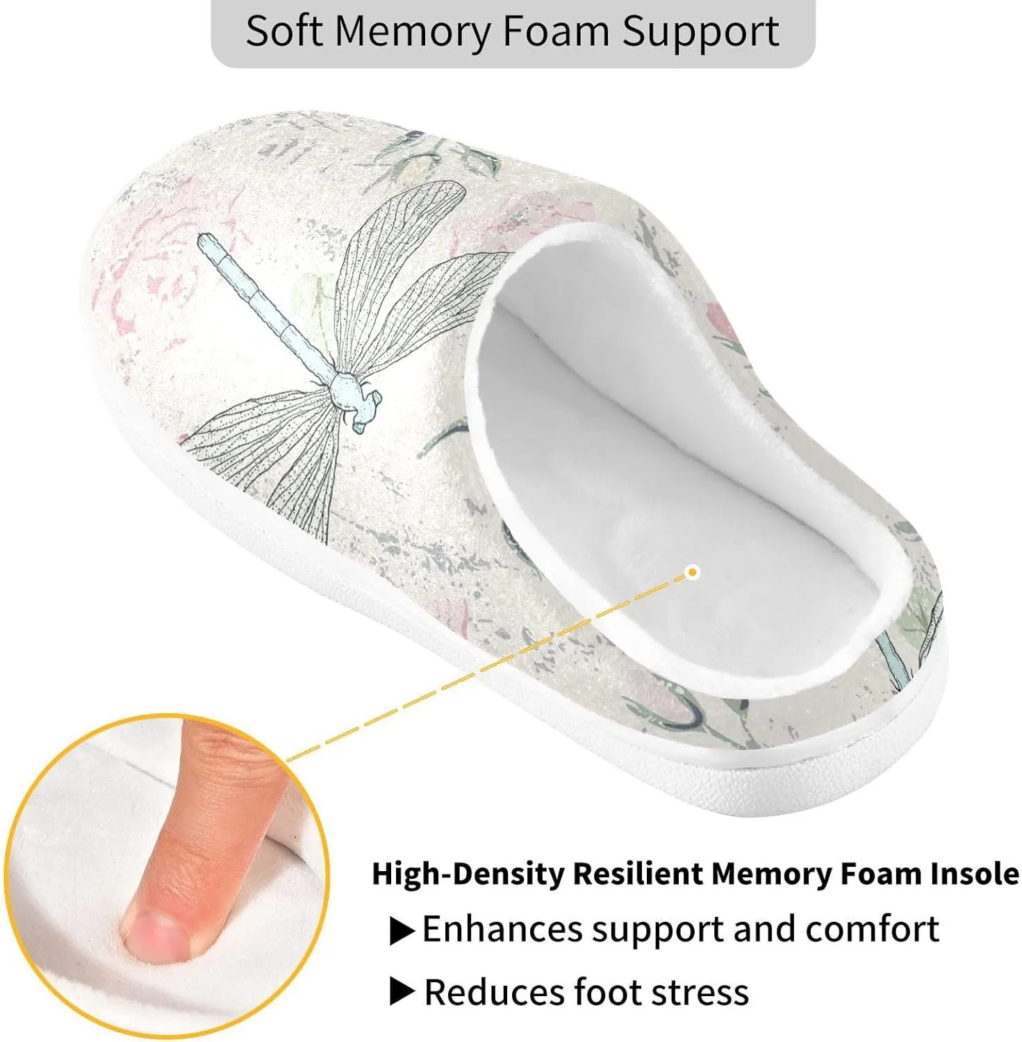 Unisex Memory Foam Slippers Non-Skid Slip-on Soft Warm Sole Fleece Shoes 6-17
