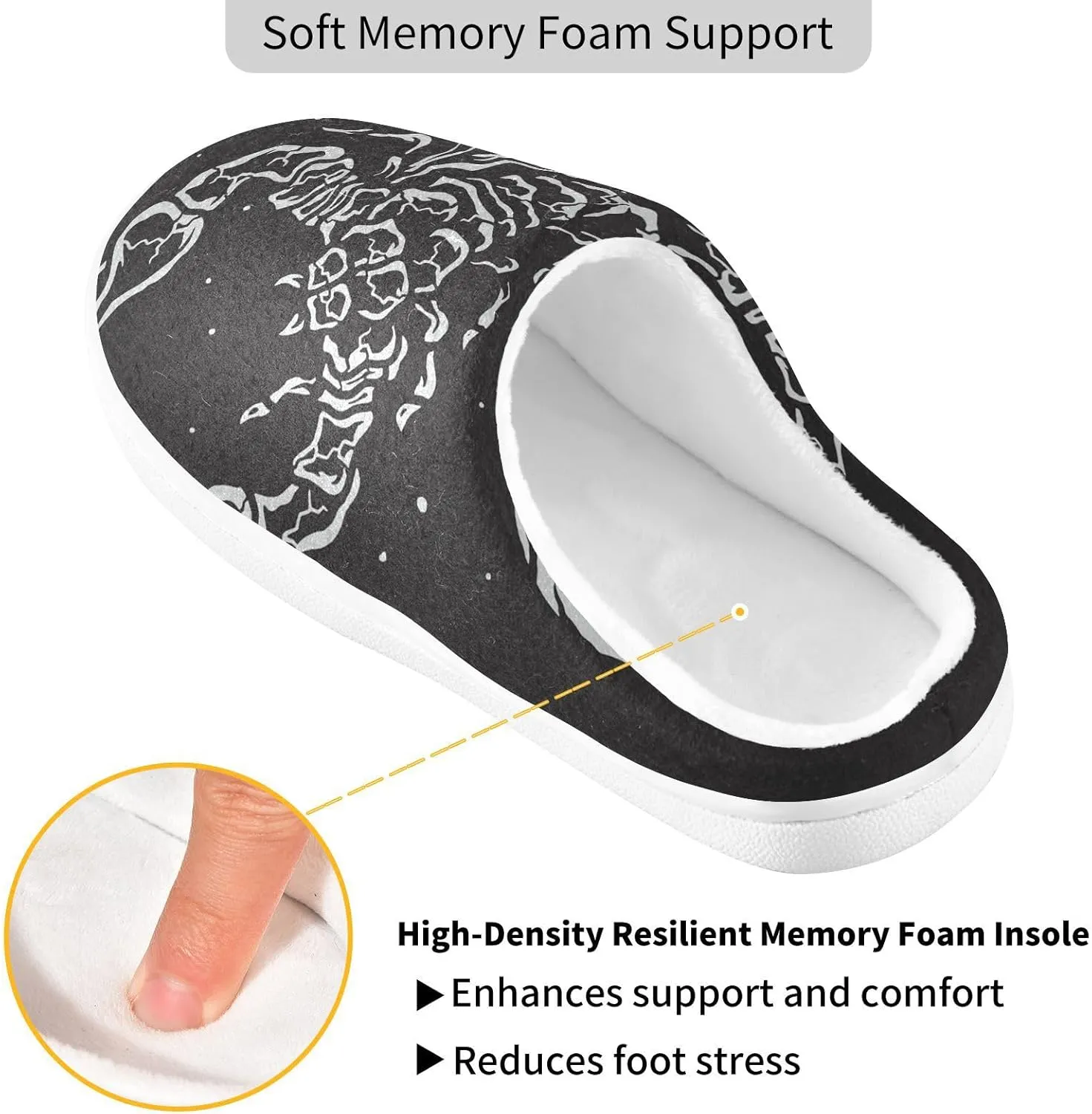 Unisex Memory Foam Slippers Non-Skid Slip-on Soft Warm Sole Fleece Shoes 6-17