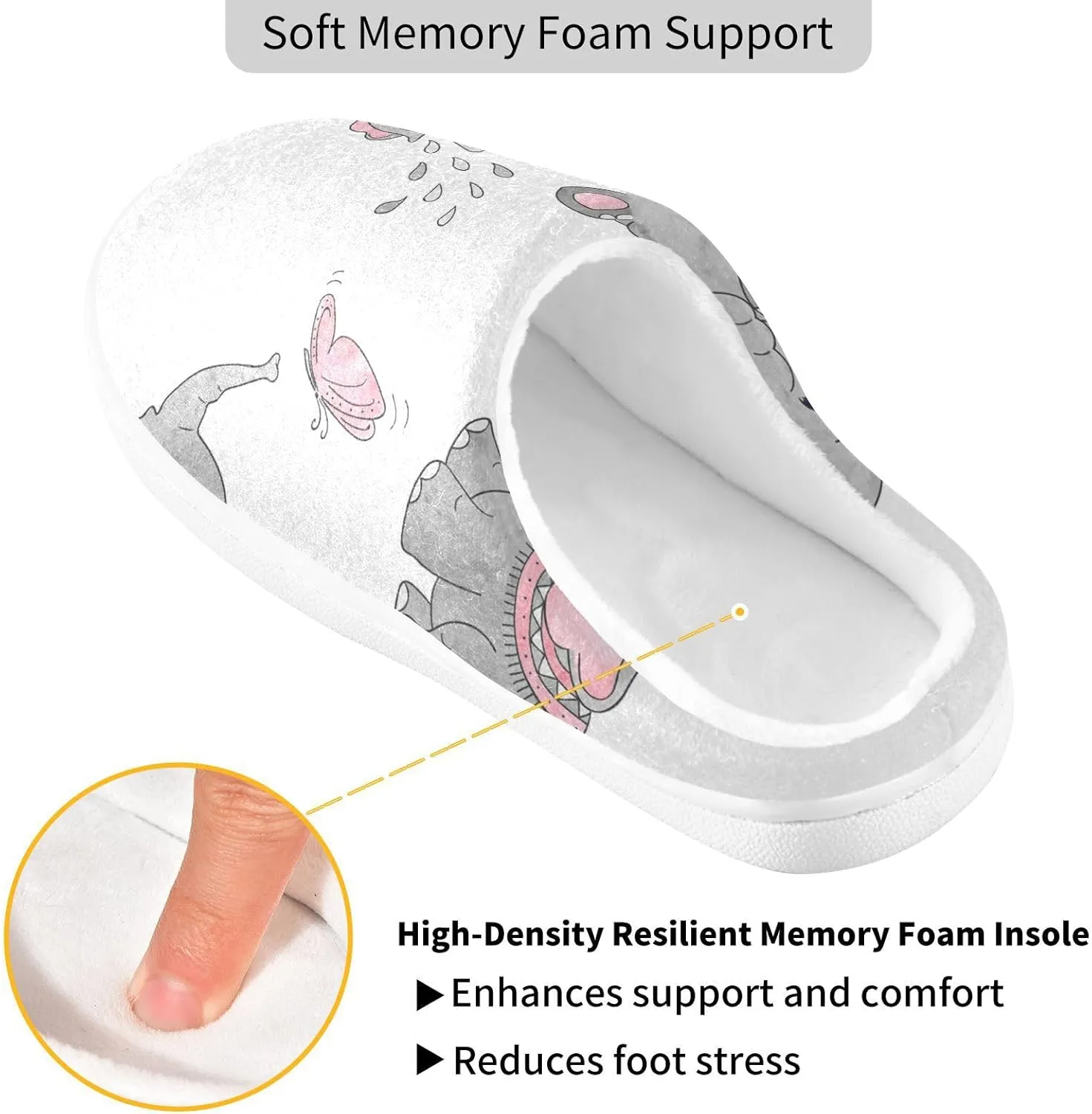 Unisex Memory Foam Slippers Non-Skid Slip-on Soft Warm Sole Fleece Shoes 6-17