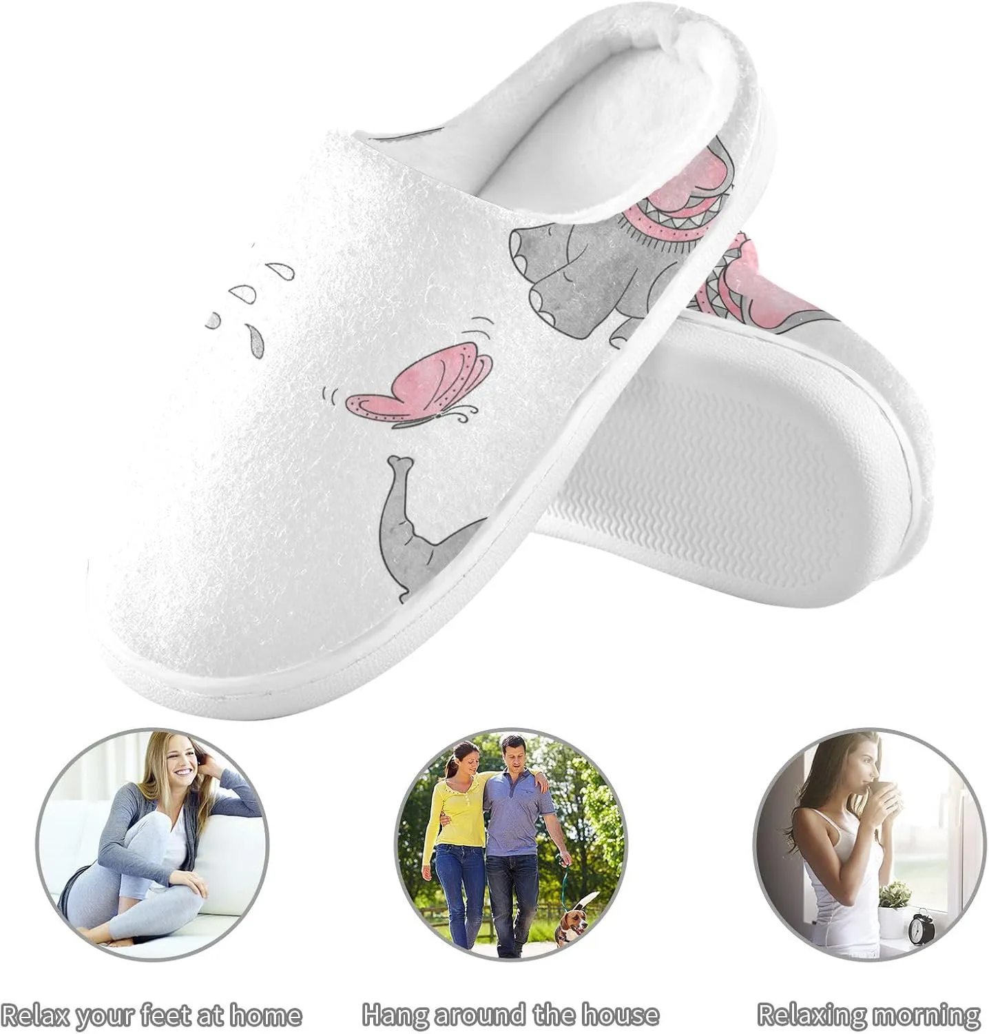 Unisex Memory Foam Slippers Non-Skid Slip-on Soft Warm Sole Fleece Shoes 6-17