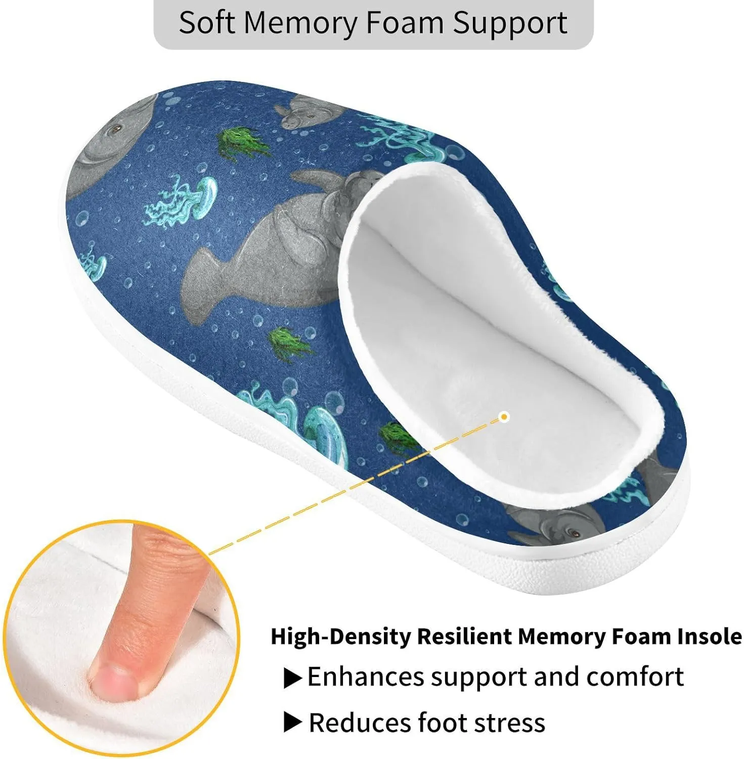 Unisex Memory Foam Slippers Non-Skid Slip-on Soft Warm Sole Fleece Shoes 6-17