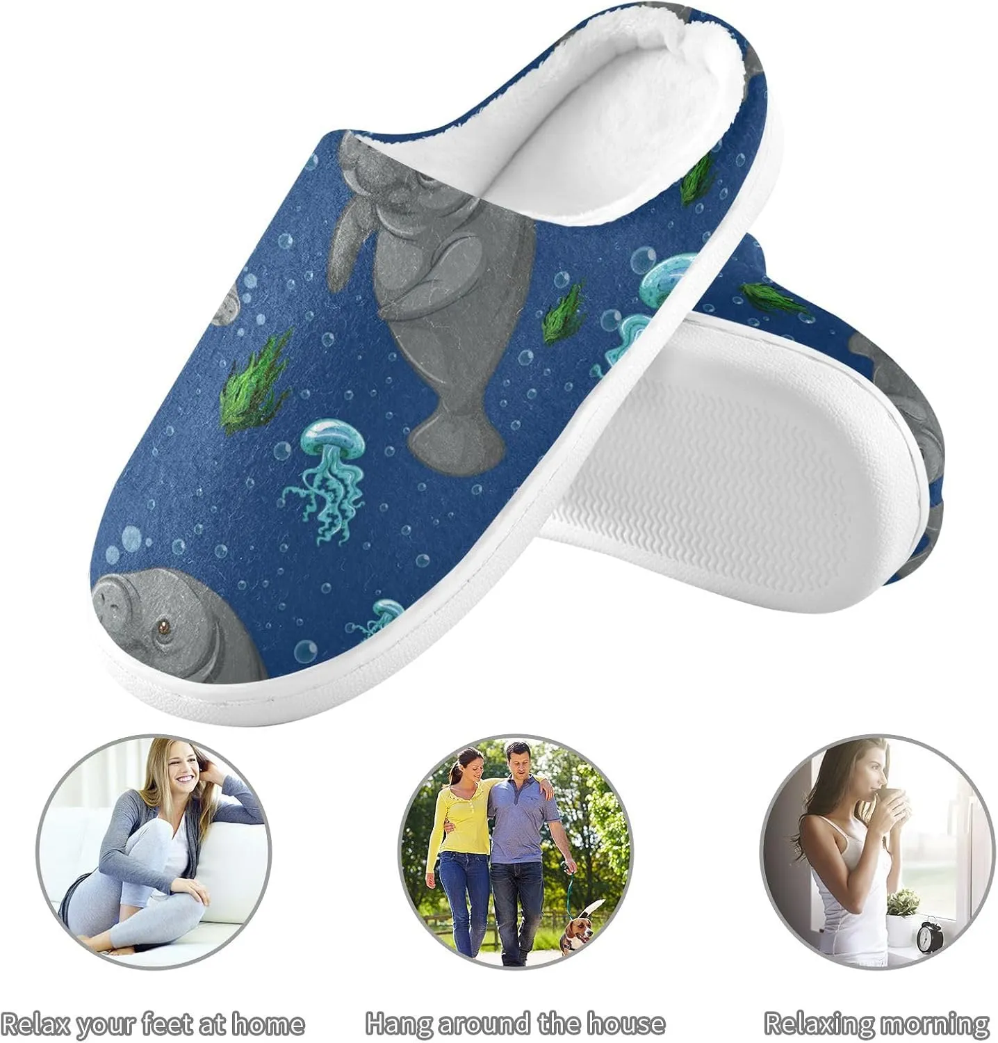 Unisex Memory Foam Slippers Non-Skid Slip-on Soft Warm Sole Fleece Shoes 6-17