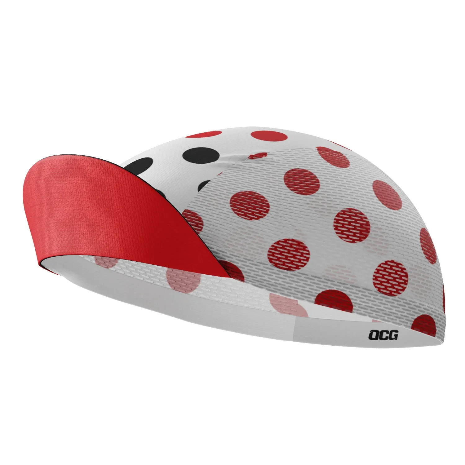 Unisex Red Polka Dots on White Quick Dry Cycling Cap