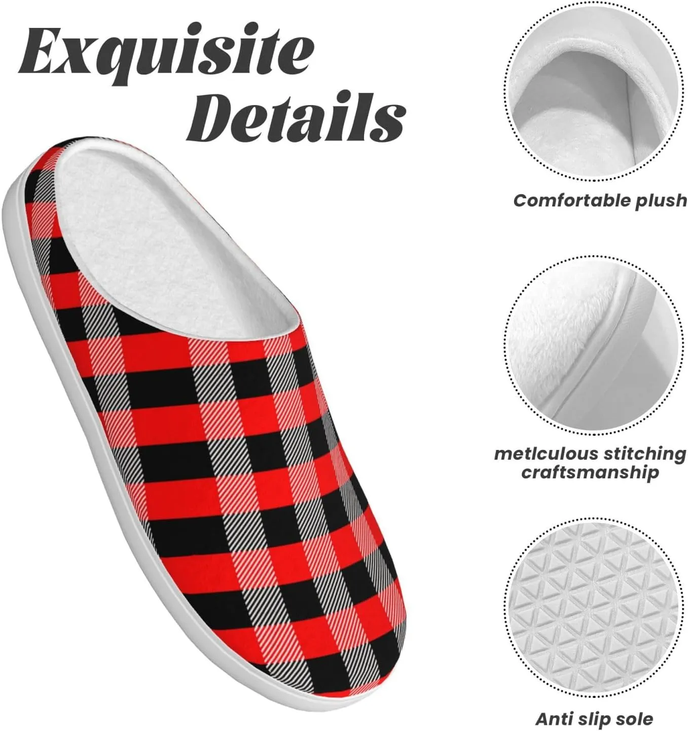 Unisex Warm Slippers Non-Slip Winter Fluffy Slippers Slip-On Plush Slippers Bedroom Slippers House Shoes For Men Women