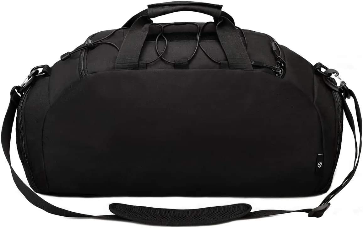 UNISTRENGH 3-Ways Tactical Military Nylon Men Holdall Weekend Travel Duffel Bag Backpack Messenger Shoulder Bags Rucksack Handbag (Black)