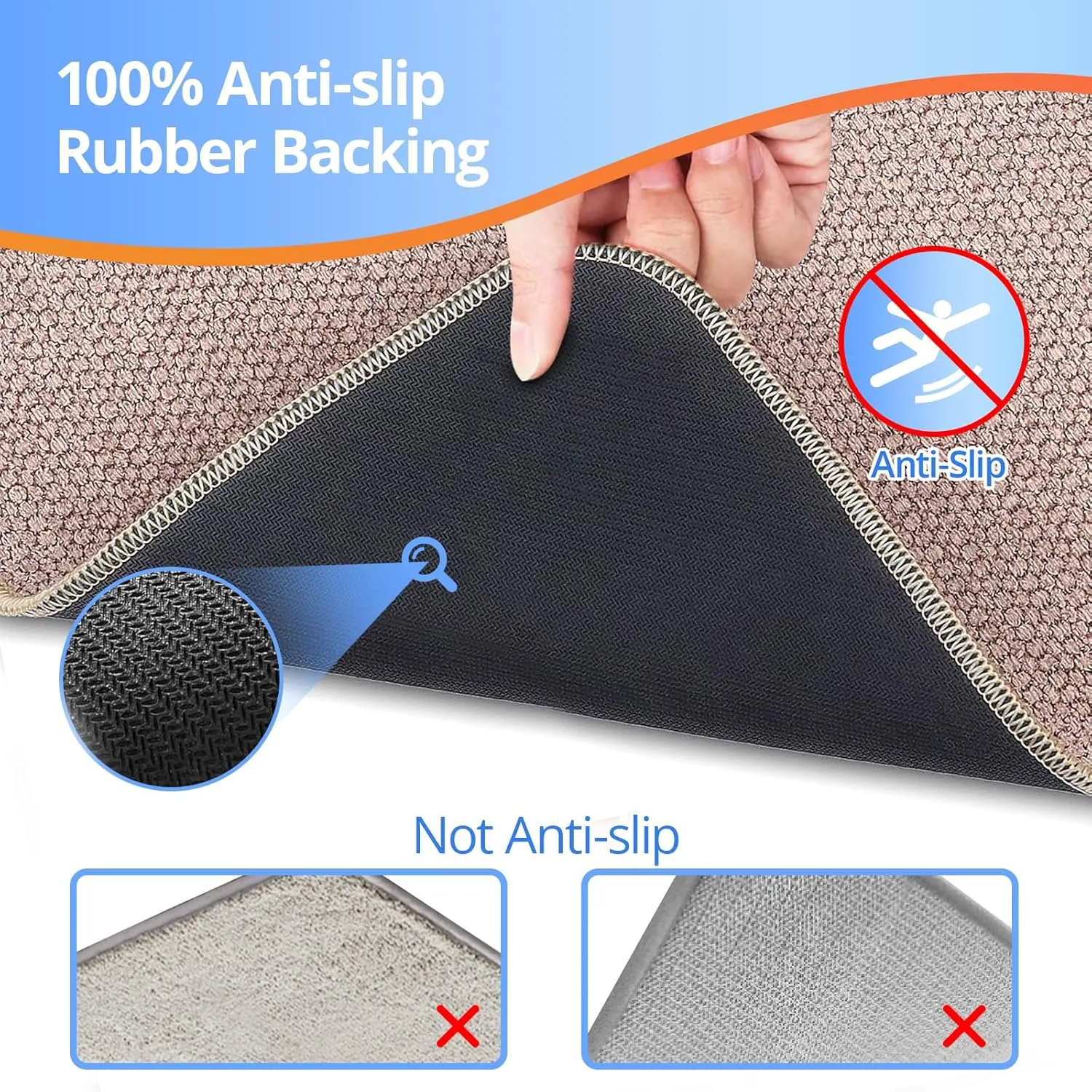 Upgraded Thin Bathroom Rugs, Bath Mat Super Absorbent, Bath Rugs Rubber Backing Non-Slip, Quick Dry Machine Washable, Cozy Cloth Bathroom Mat fit Under Door/Sink/ Bathtub/Area Rug Sets 24''x36''-Biege