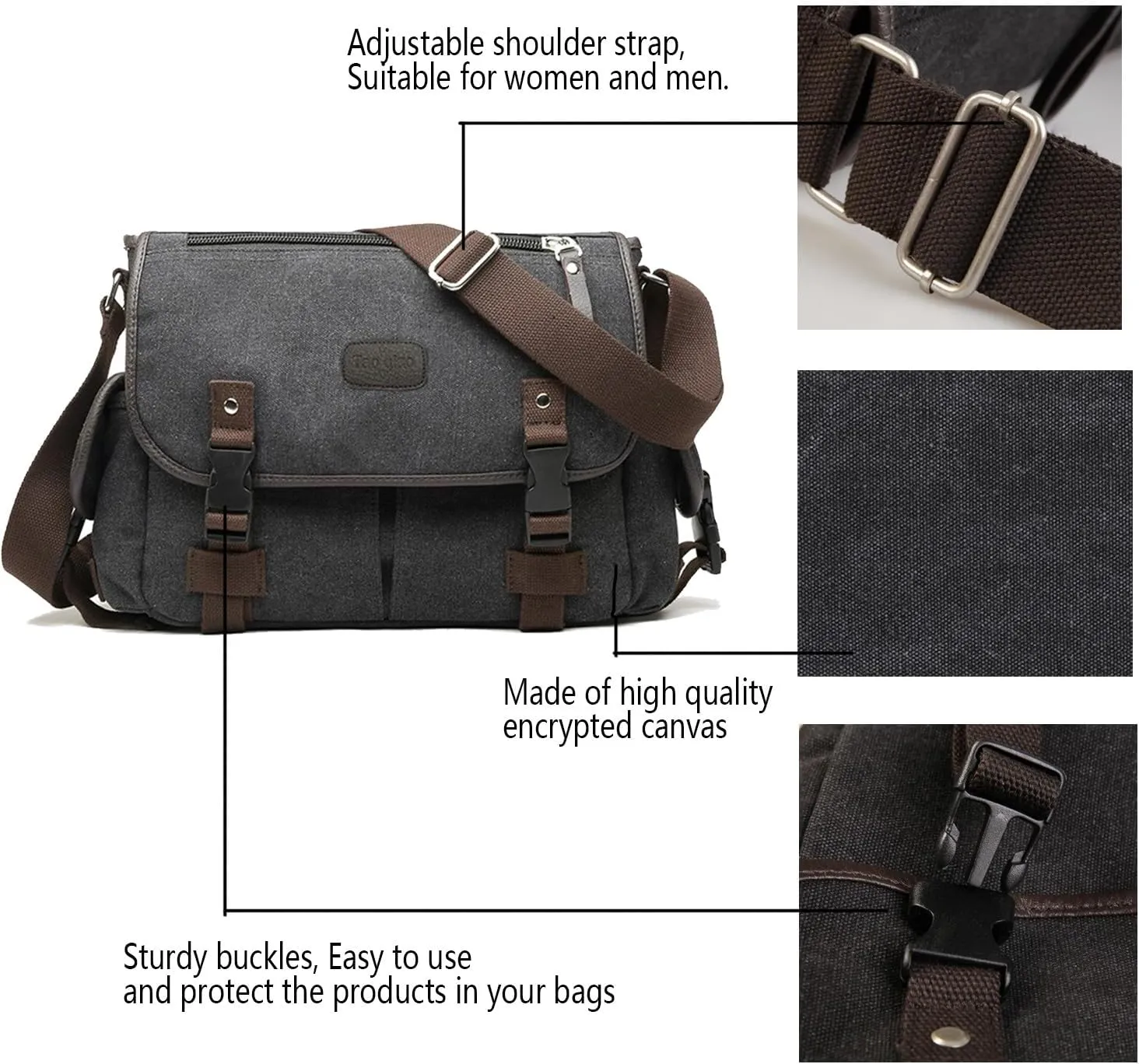 [Upgraded] Vintage Canvas Messenger Bag Large Book Laptop Shoulder Bag Women Men New