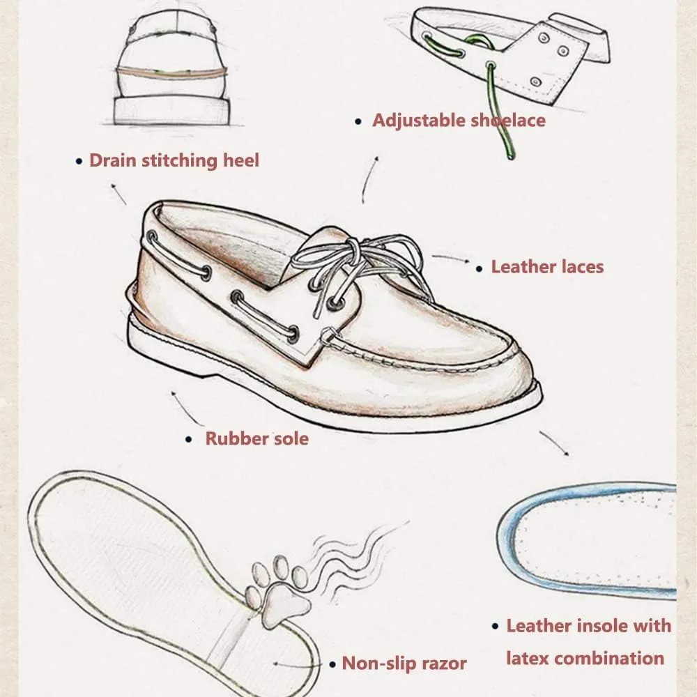 UPIShi Men's Leather Boat Shoe Casual Handsewn Moccasin Toe Comfort Loafers
