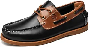 UPIShi Men's Leather Boat Shoe Casual Handsewn Moccasin Toe Comfort Loafers