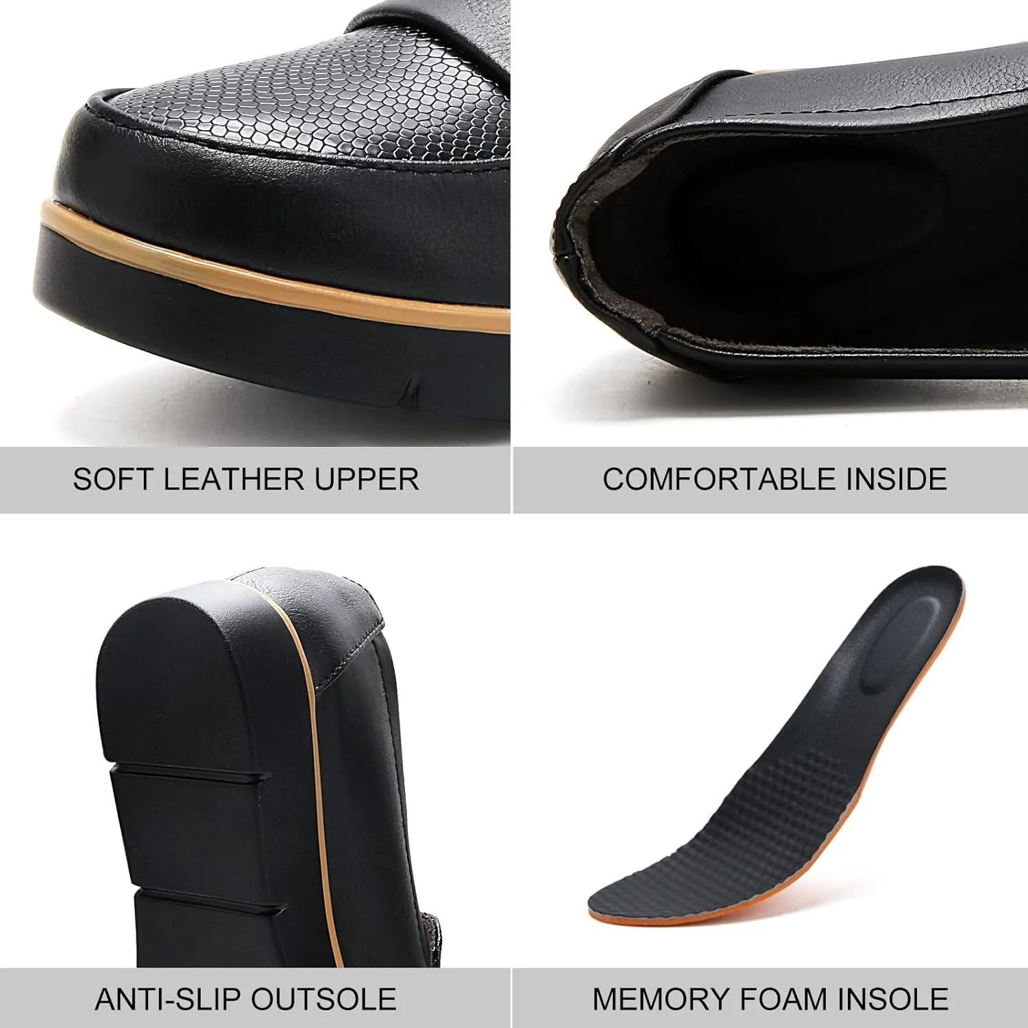 UZB Slip On Loafers for Womens Leather Comfort Memory Foam Dress Shoes