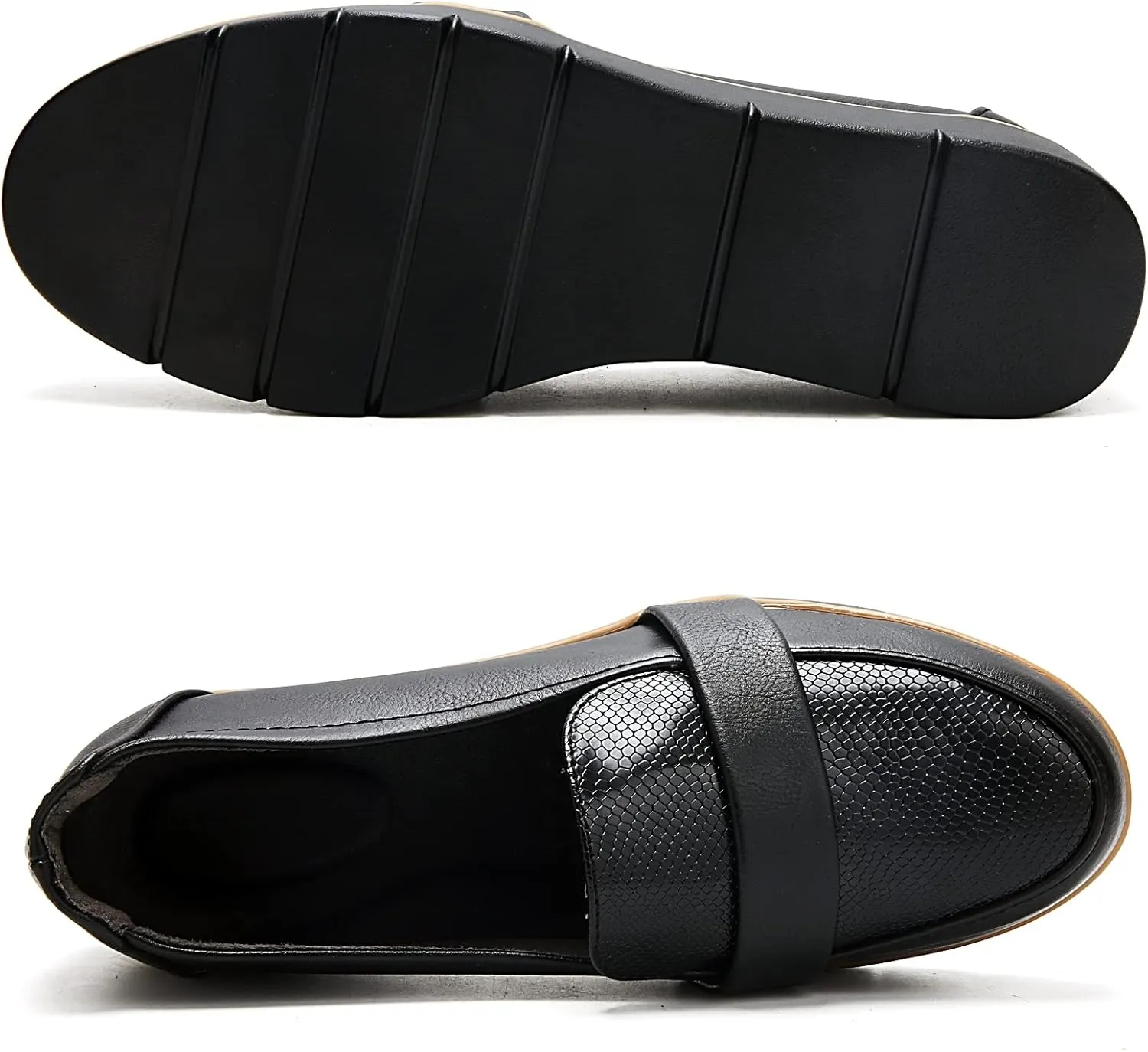 UZB Slip On Loafers for Womens Leather Comfort Memory Foam Dress Shoes