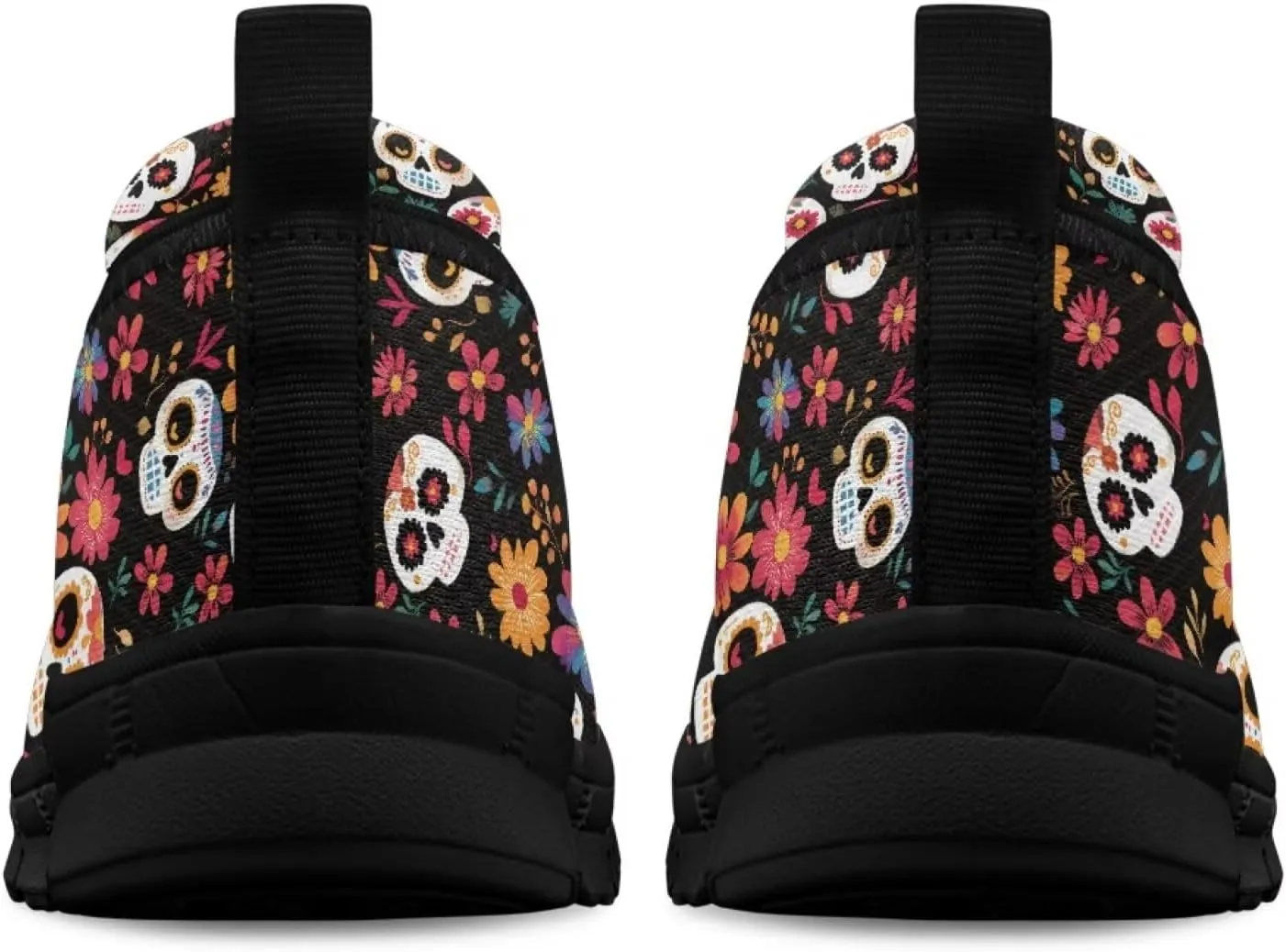 Various Creative Skull Print Walking Shoes Women Lightweight Slip On Ballet Flats Fit Comfort Mesh Casual Sneakers Work & Travel