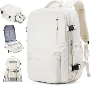 VECAVE Carry On Backpack for Women, Airline Approved Large Travel Backpack Flight Approved, Waterproof 17 Inch Laptop Backpack Business Work Backpacks Bag Men Mochila De Viaje Beige.