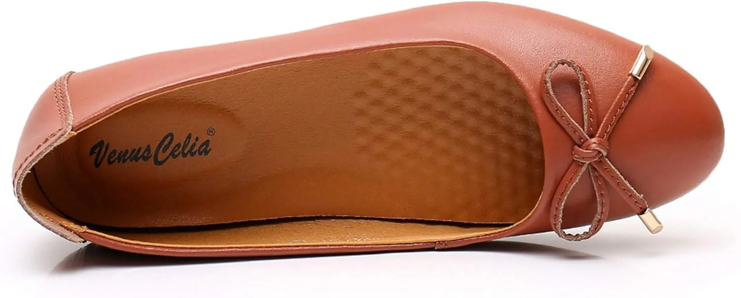VenusCelia Women's Bowknot Ballet Dance Flat Shoe
