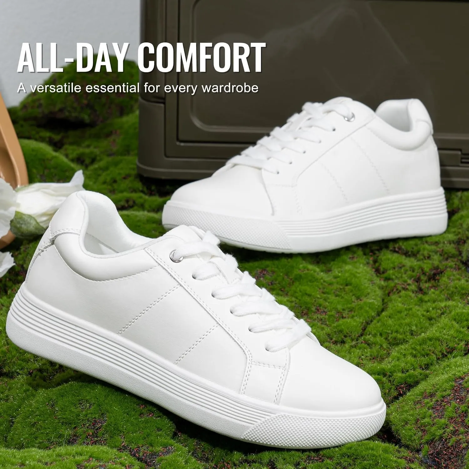 Vepose White Casual Walking Sneakers for Women Fashion Comfortable Slip On Low Top 8013 Shoes