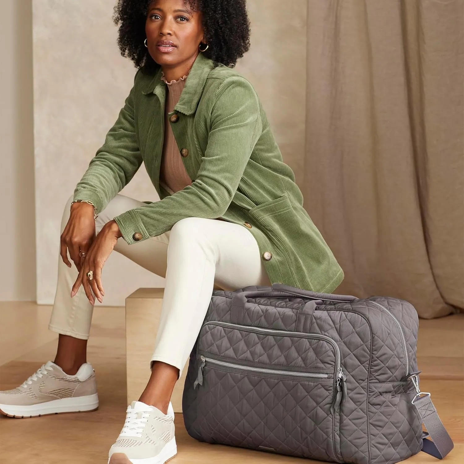 Vera Bradley Women's, Performance Twill Grand Weekender Travel Bag, Shadow Gray, One Size