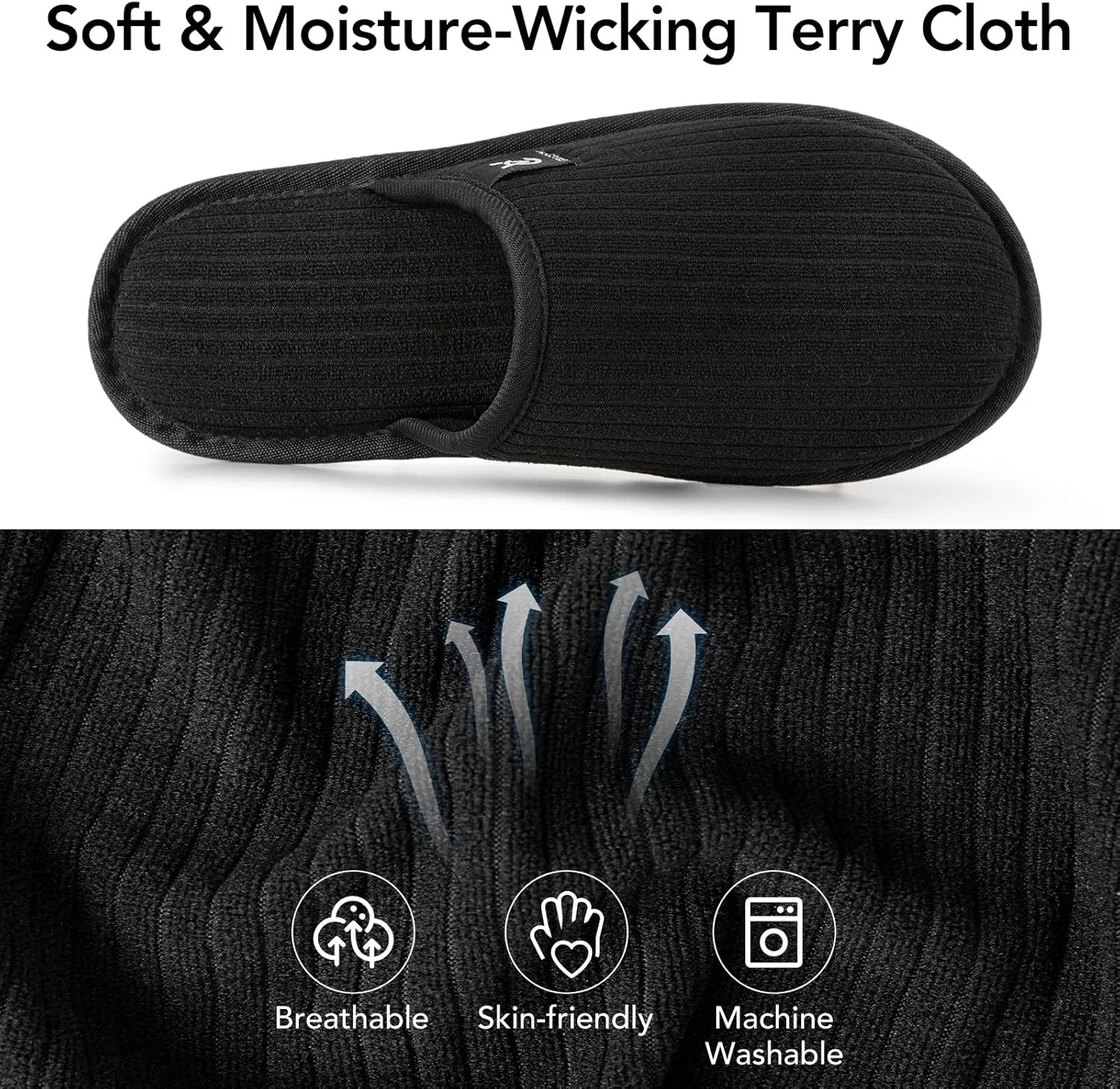 VeraCosy Women's Comfy Scuff Slippers Soft Terry Cloth Memory Foam Home House Shoes