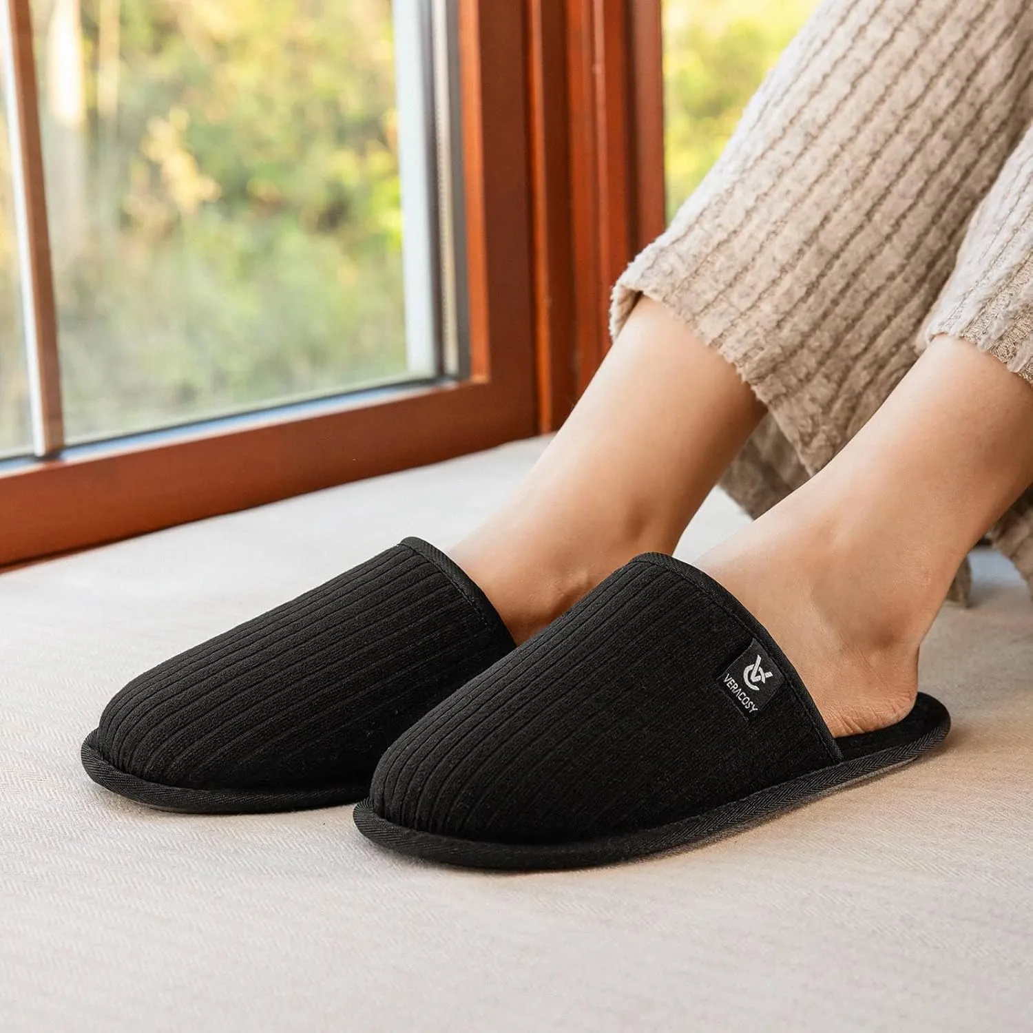 VeraCosy Women's Comfy Scuff Slippers Soft Terry Cloth Memory Foam Home House Shoes
