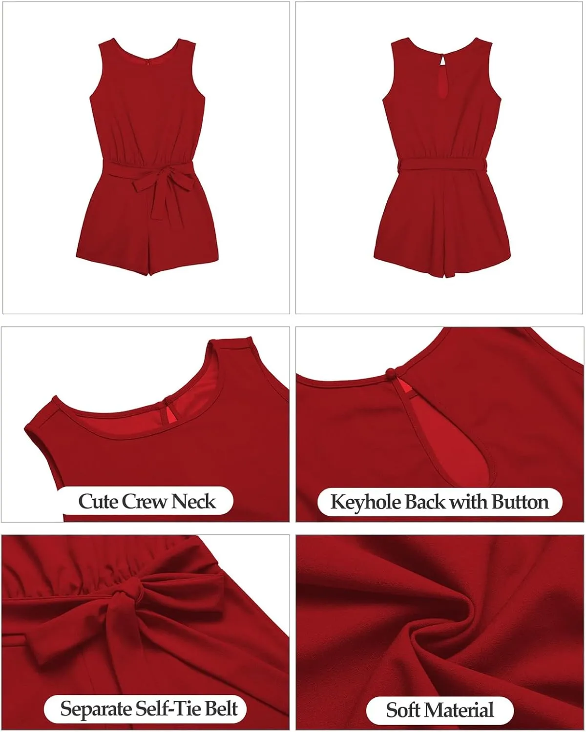 Vetinee Womens Summer Belted Romper Keyhole Back Short Sleeve Jumpsuit Playsuit