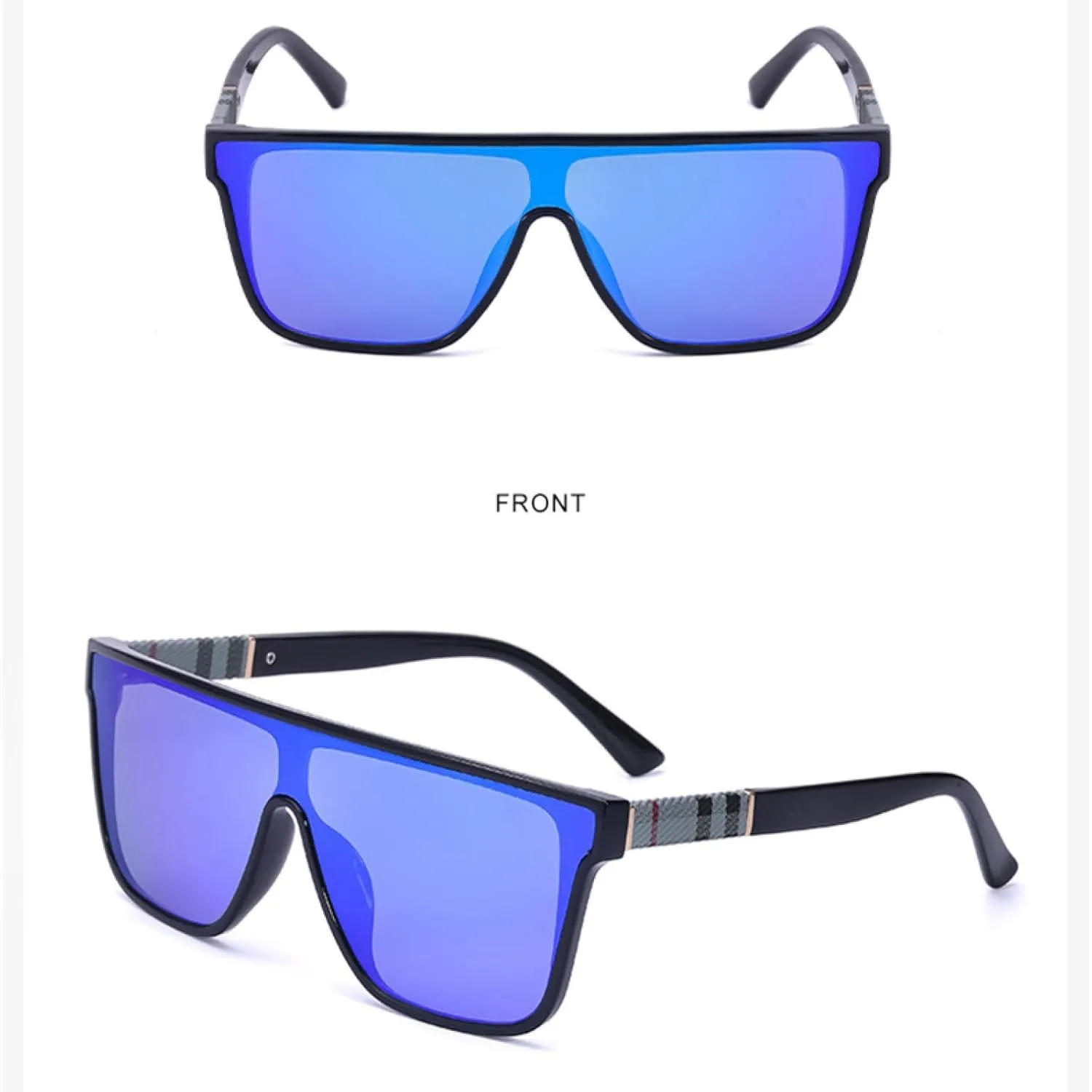 Vintage Oversized Sunglasses Women Fashion Flat Top Sun Glasses Ladies Trend Luxury One Piece Eyewear Female Shades