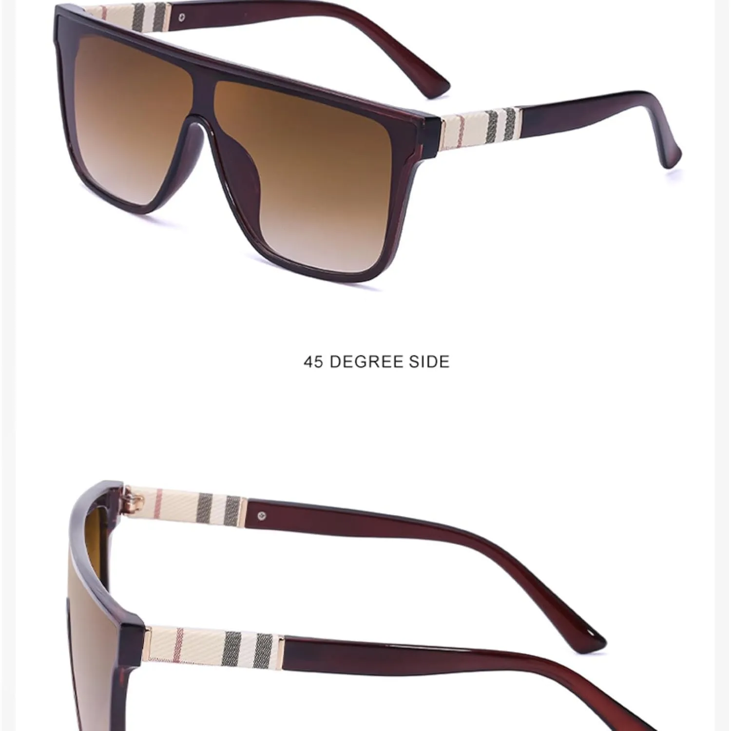 Vintage Oversized Sunglasses Women Fashion Flat Top Sun Glasses Ladies Trend Luxury One Piece Eyewear Female Shades