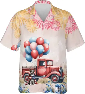 Vintage Patriotic Dog 4th of July Independence Memorial Day Hawaiian Shirt for Dog Cat and Owner