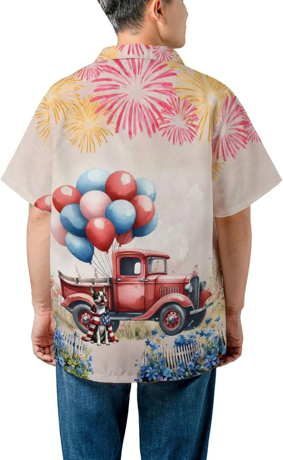 Vintage Patriotic Dog 4th of July Independence Memorial Day Hawaiian Shirt for Dog Cat and Owner