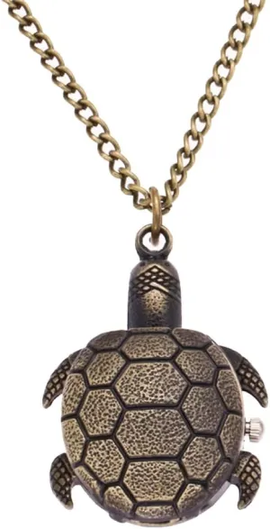 Vintage Turtle Pendant Watch - Quartz Pocket Watch Necklace Retro Pendant for Women & Men