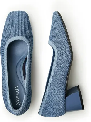 VIVAIA Women's Pumps Melody 2.0 Square Toe Chunky Heels Slip on Dressy Heels for Women Classic 1.77" Mid High Pumps Shoes